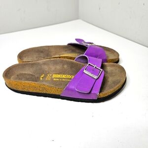 Birkenstock Madrid Sandal Man Made Upper Cork Sole Purple Buckle 37 7